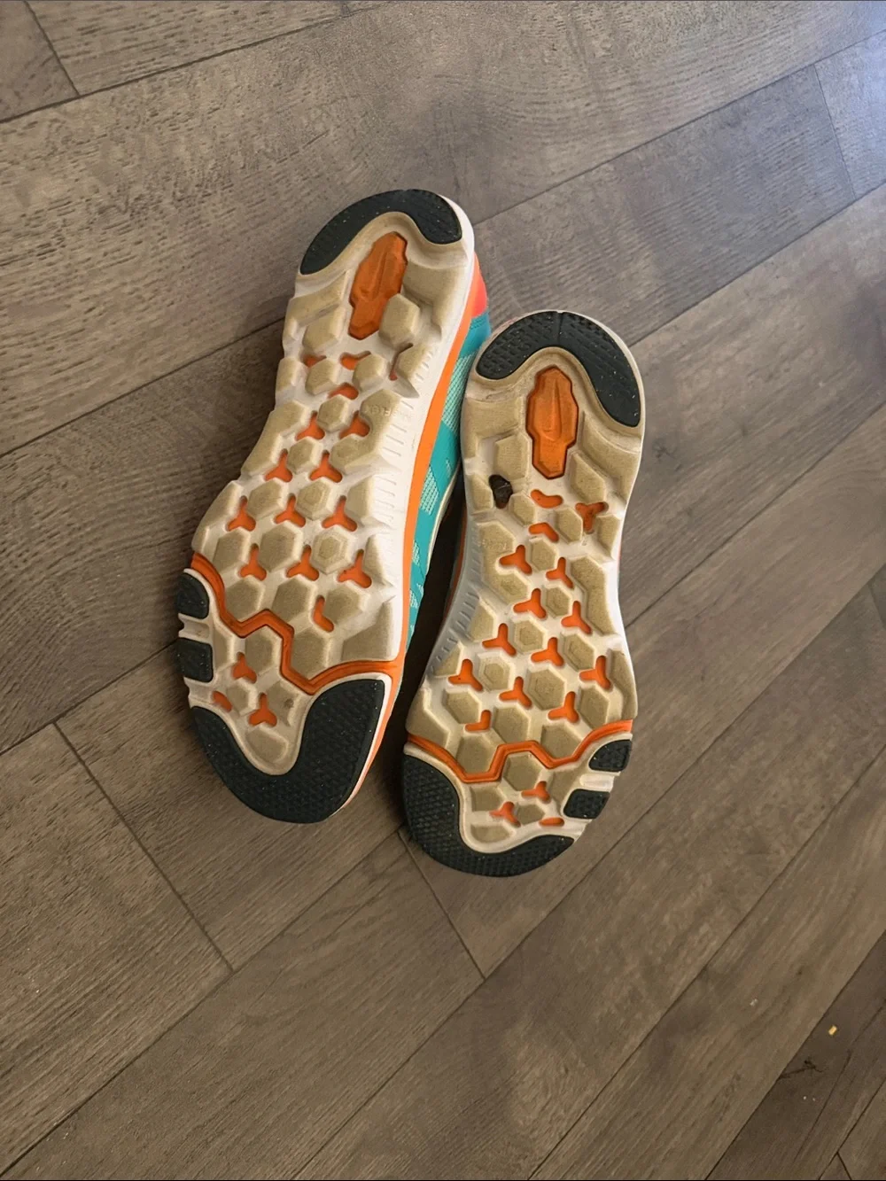 Nike Turquoise and Orange Women's Athletic Sneakers